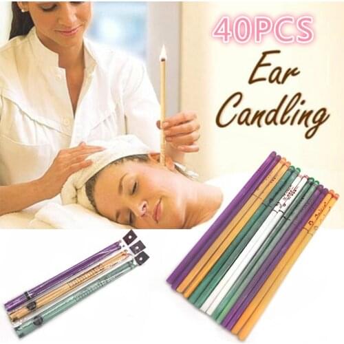 40pcs Auricular Candle Therapy Aromatherapy Indian Ear Candle Beeswax Ear Therapy Straight Bell trumpet Shape Type With Earplugs