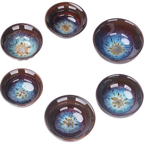 Kiln Change Ceramic Tea Cup Chinese Traditional Craft Beautiful patterns Tea Bowl with free green tea gift