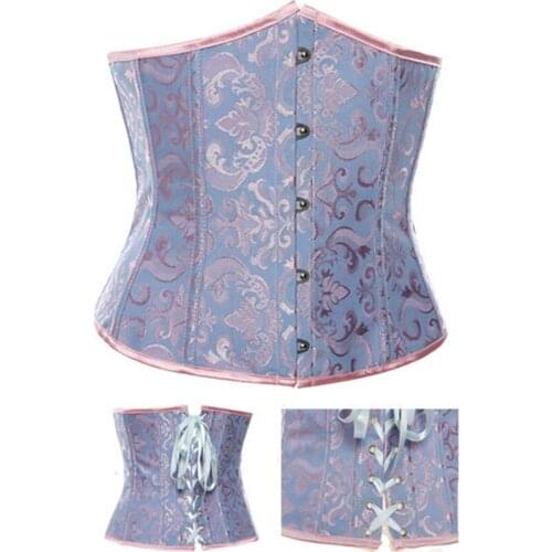 Corset Fashion Lace Up Back Steel Boned Bustiers Top Corsets Underbust Waist Trainer Floral Corpete Corselet