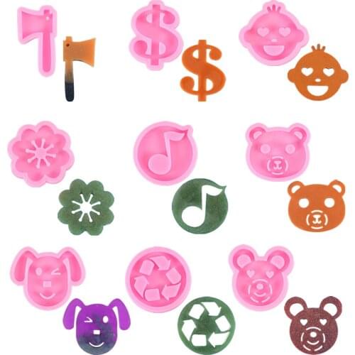 Pendant Jewelry Casting Silicone Mold DIY Ax Dollar Flower Bear Note Cycle Sign Baby Face Keychain Necklace Earring Craft Making