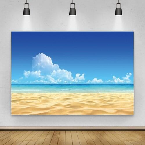 Laeacco Summer Sea Beach Blue Sky Child Portrait Indoor Decor Vinyl Backdrop Photographic Background For Photo Studio Photophone