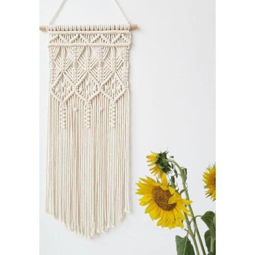 Macrame Woven Wall Hanging Boho Chic Bohemian Home Geometric Art Decor Hand-woven Cotton Rope Tassel Tapestry Wall Decoration