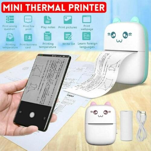 Mini Thermal Printer Wirelessly BT 200dpi Photo Label Memo Wrong Question Printing With USB Cable Portable Mini Thermal Printer
