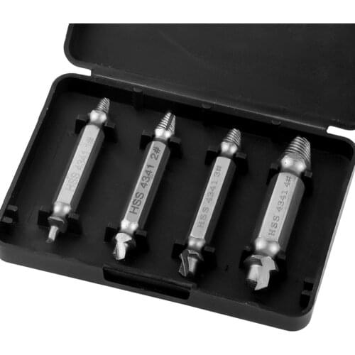 DIYFIX HSS Drill Bits Damaged Screw Extractor Broken Screws Removal Set Breakage Bolt Extractor Kit Easy Out Guide 1# 2# 3# 4
