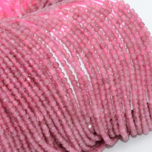 Natural Nice Pink Tourmaline Faceted Irregular Cube Beads 2.5mm+-0.2mm