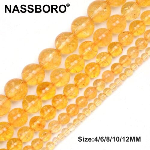 Natural Yellow Crystal Beads Loose Spacers Charm Natural Stone Beads for Jewelry Making DIY Necklace Bracelet Wholesale Nassboro