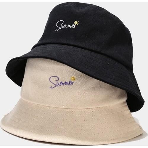 New Summer Letter Embroidered Fisherman Hat for Men Street Fashion Womens Bucket Hat Couple Sun Protection Hat Unisex Panama