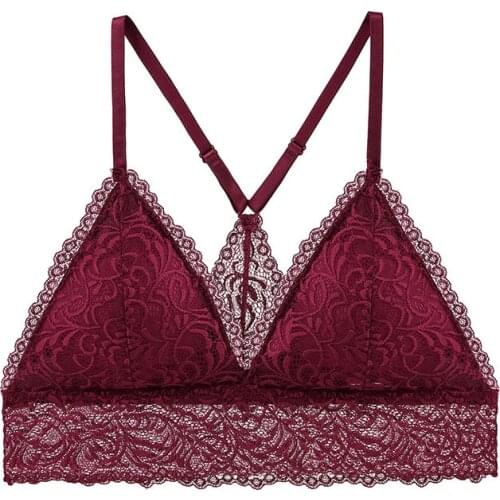 CHOCO Sexy Lace Bralette Padded Triangle Bra Womens Bras Lace Girls' Bralette Wiree Free Wireless Bra Brassiere Big Size