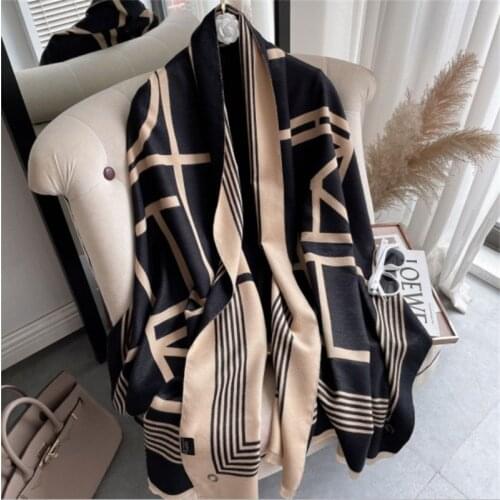Women Winter Scarf Shawl Luxury Pashmina Cashmere Warm Scarves Ladies Thick Blanket Print Female Design Bufanda Stoles Female