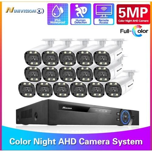 16CH AHD DVR IP66 Ourdoor Full Color Night Motion Detection Security System Set 5MP CCTV Video Surveillance Camera System Kit