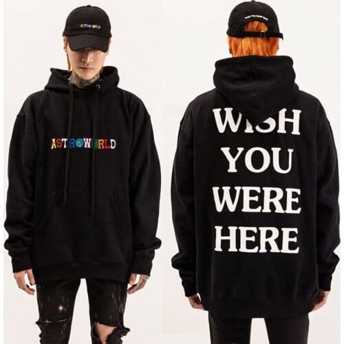 2020 TRAVIS SCOTT Astroworld WISH YOU WERE HERE Embroidered Rainbow Letter Men Women Hoodies Fashion new personality Sweatshirt