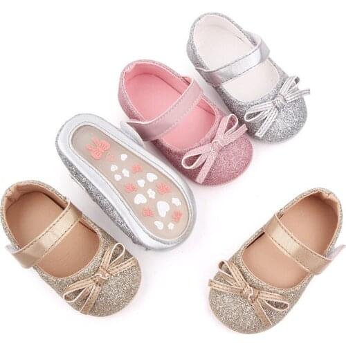 New Spring Summer Baby Shoes Fashion Bling Infants First Walkers Antislip Lovely Bowknot Newborn Girls Princess Shoes