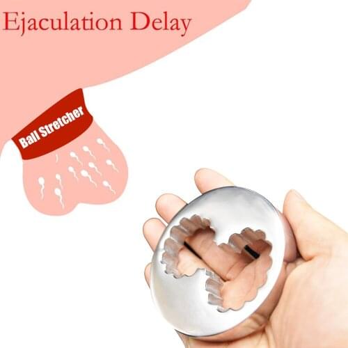 Outdoor Wear Heavy Ball Stretcher Stainless Steel Scrotum Pendants Penis Ring Lock Delay Ejaculation BDSM Metal Sex Toy for Men