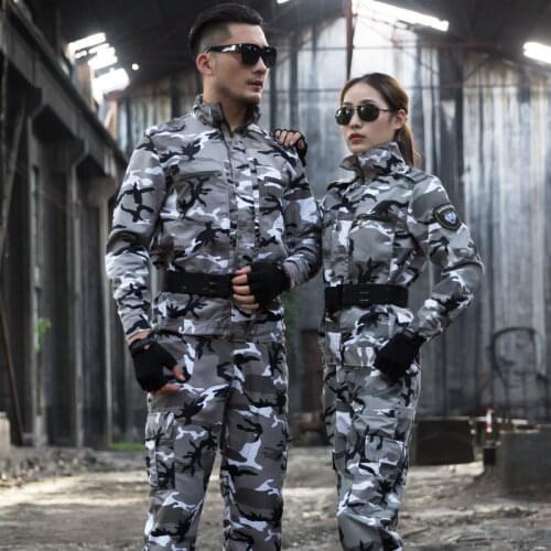 New Snow Camouflage Military Uniform Men Combat Hunting Clothes Tactical Army Clothing Women Camouflage Multi-pocket Casual Wear