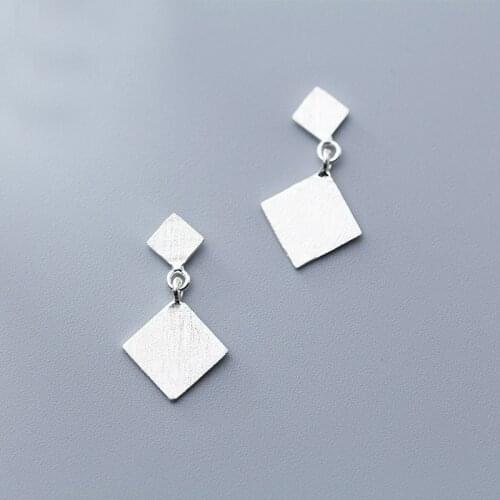 MloveAcc Genuine 925 Sterling Silver Female Drop Earrings Square Shape Women Silver Party Daily Jewelry