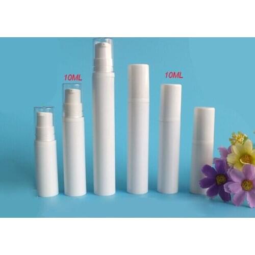 10ML white airless pump vacuum plastic bottle lotion bottle with Clean/white LID Refillable Bottles CONTAINER FOR COSMETIC