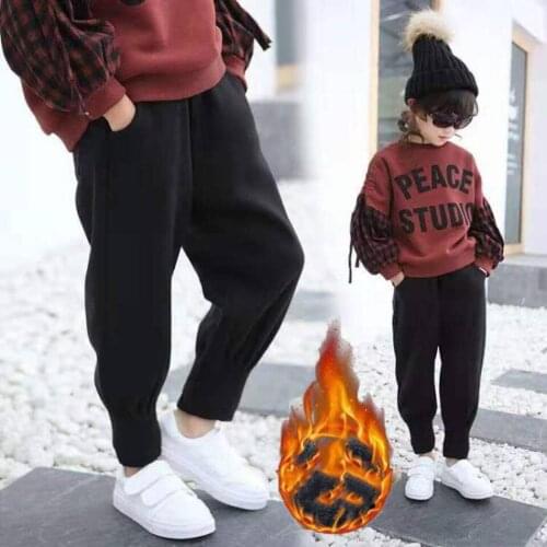 2019 Children Black/Grey Color Harem Pants 2019 New Autumn Winter Plus Thick Warm Kids Girls Trousers For Girl 2-10 Year Wear
