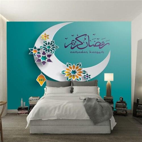 Custom any size 3D wall mural wallpapers Modern fashion Geometric Moon Star pattern Muslim 3D Perspective Wall Sticker YBZ126