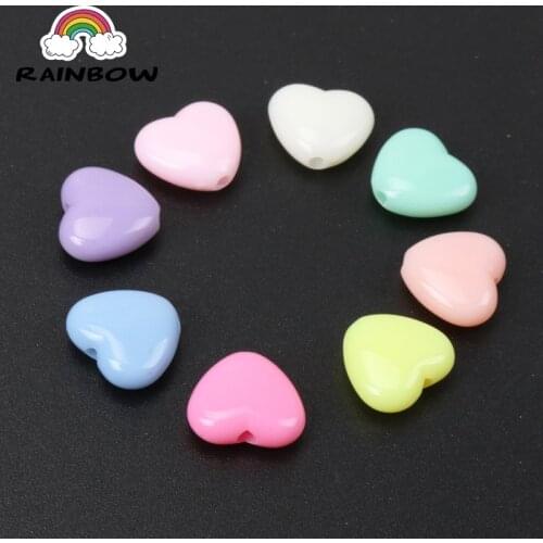Mixed Candy Acrylic Heart Spacer Beads For Jewelry Handmade DIY 12x11mm 100pcs