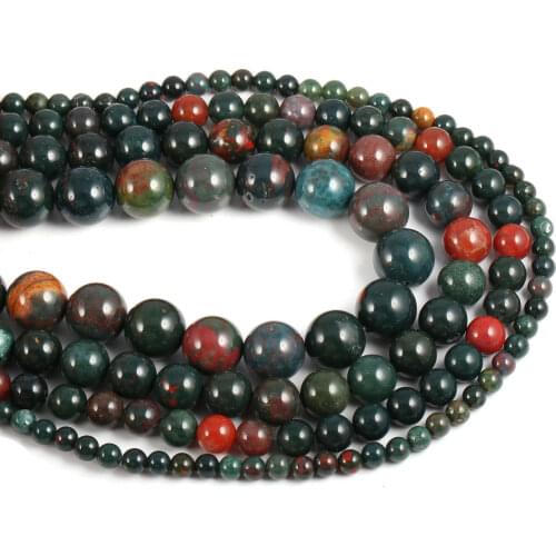 Natural Bloodstone Loose Beads High Quality Round Stone Beads For Jewelry Making DIY Bracelet Accessories Fit Women Men