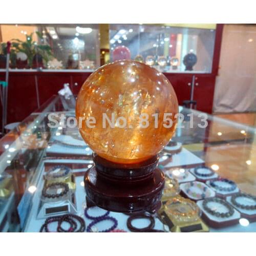 Ddh001042 Mexican natural yellow calcite crystals ball 105mm + seat