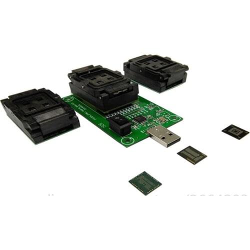 EMMC 153/169 eMCP 162/186 eMCP221 eMCP 529 3 in 1 Test Socket with USB Interface size 12x16 NAND flash testing Clamshell