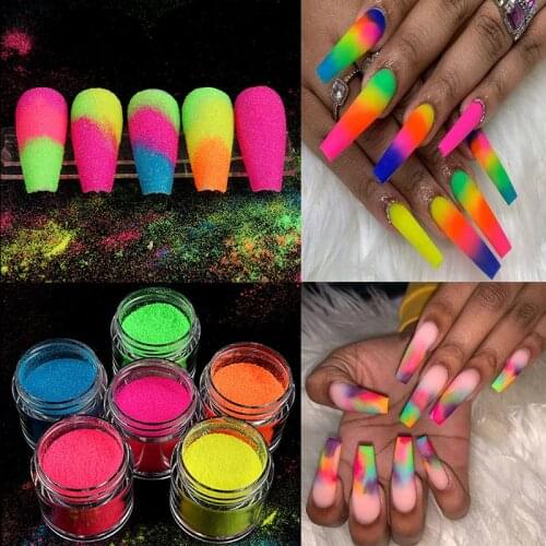 Fluorescent Nail Snow Powder Pigment Powder Art Nail Decoration Diy Design Nail Dust Glitter Powder Neon Pigment Snow Sugar