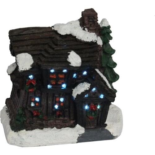 Innodept12 4 inch LED Vintage Christmas Village Building House Miniature with Optical Fiber