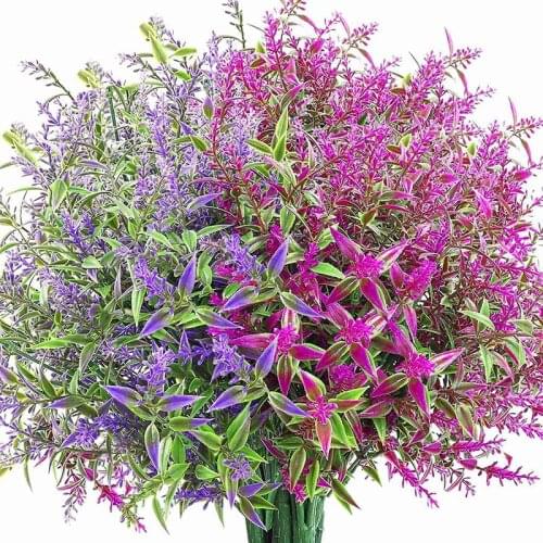 Artificial Lavender Flowers 9 Bundles Outdoor Fake Flowers for Decoration UV Resistant No Fade Faux Plastic Plants