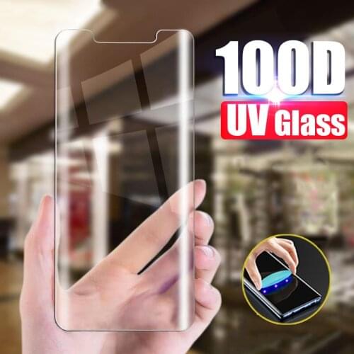 Lamorniea 100D UV Liquid Full Glue Curved Tempered Glass For Huawei P40 Pro UV Glue Screen Protector For Huawei P30 P20 Pro Lite