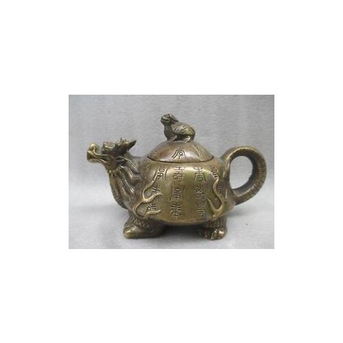 Chinese Old Chinas old copper manual sculpture dragon turtle mother and child the teapot decoration bronze factory outlets