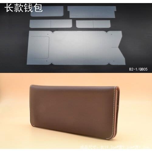 Leather craft women long wallet sewing pattern PVC template