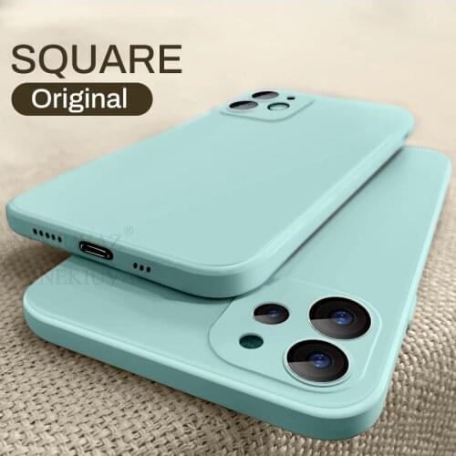 Square Silicone Case For iPhone 12 Case New Color Soft Cover For iPhone 11 12 Pro Max XR X XS Max 7 8 Plus 8P SE 2020 Mini Case
