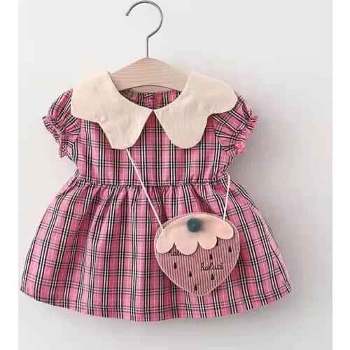 Summer girls dress suspenders plaid casual sleeveless party princess dress cute children baby kids girls clothes