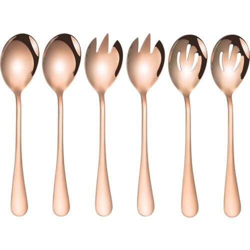 3Pcs Salad Dessert Spoon Set Large Stainless steel Salad Fork Spoon Serving Set Tablespoon Salad Server Kitchen Spoon Utensils