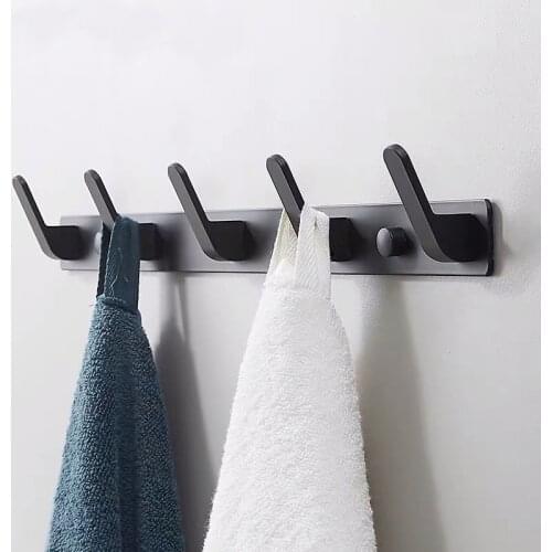 Wall-mounted Space Aluminum Coat Hook Creative Door Clothes Hook Bathroom Towel Rack Kitchen Shelf Simple and Space-saving