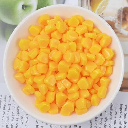 Wholesale 200pcs Imitation Corn Kernels Food Resin Cabochons 5*9*10mm DIY Jewelry Findings Ornament Accessories Cameo Beads