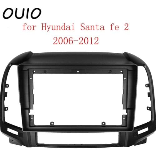 OUIO 9 inch car dashboard Double Din DVD frame decoration kit dashboard panel suitable for Hyundai Santa fe 2 2006-2012 frame