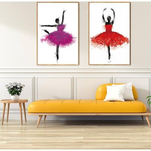 Elegant Dancing Girl Poster Abstract Ballerina Canvas Painting Wall Art Poster and Print Modern Fashion Living Room Home Decor