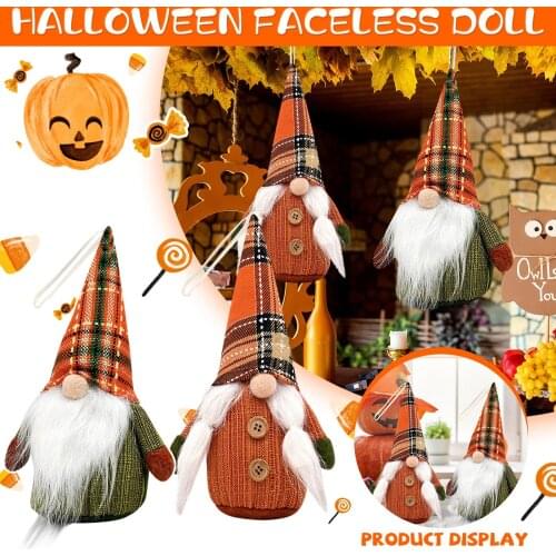 Holiday Diy Decoration Happy Halloween Party Decoration Theme Dwarf Decoration Faceless Plush Doll Dwarf Rudolph Doll Pendant