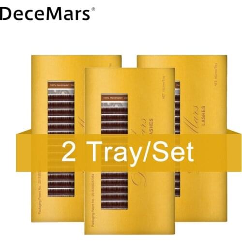 DeceMars 2cases/lot Dark Brown Eyelash Extension JBCD Curl 8-15 Mix length Individual Eyelash Extension Brown Lash for Salon Use