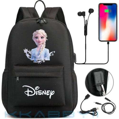 Disney Frozen School Bags Anti Theft USB Charge Backpack Women Mens Laptop Bagpack School Bags For Teenage Girls Mochilas Travel