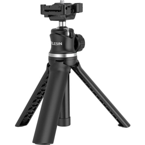 TELESIN Extendable Phone Tripod,Portable Tripod Adjustable 360° Ball Head Cold Shoe Travel Selfie Stick For Iphone/Android Phone