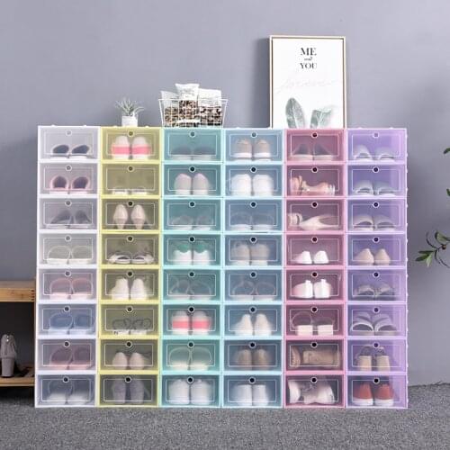 Thickened shoe box, transparent shoe box plastic clamshell drawer type shoe finishing moisture-proof and dust-proof storage box