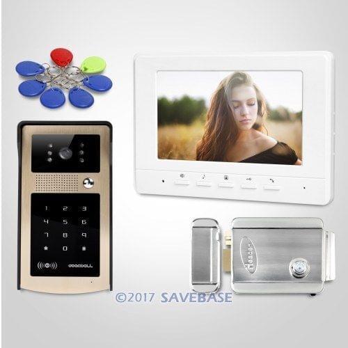 HOMSECUR 7" Video Door Entry Security Intercom with Keyfobs Password Keypad for Apartment XC004-G+XM707-W
