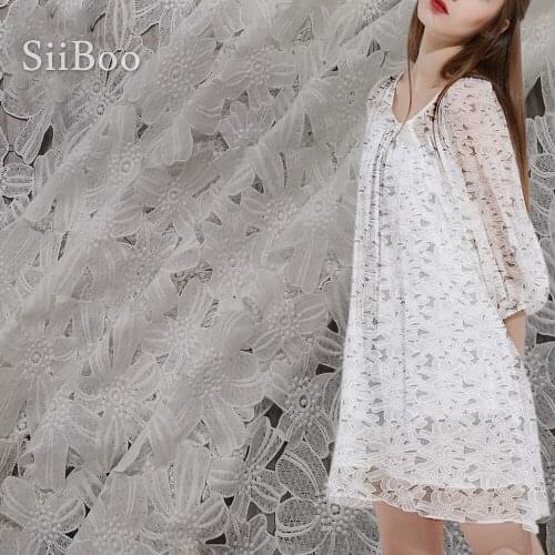 High grade hollow out Lotus leaf embroidery guipure lace fabric for ladies dress skirt blouse tissu dentelle SP5828