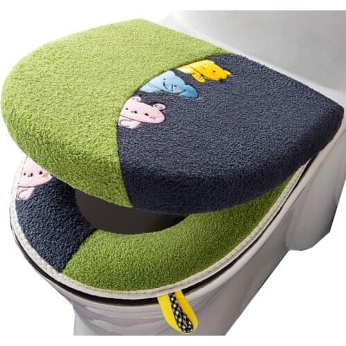 Quality Cotton Linter Overcoat Toilet Case Bathroom Multi Color Toilet Mat Warm Toilet Seat Cover