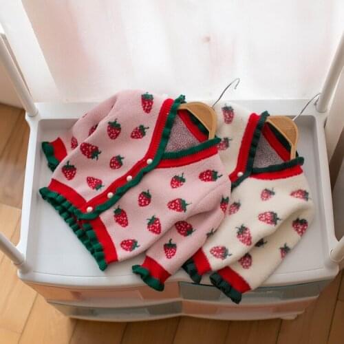 Baby girl winter sweater girl sweater baby knitting sweater toddler sweater newborn baby strawberry cardigan long sleeve coat 6m