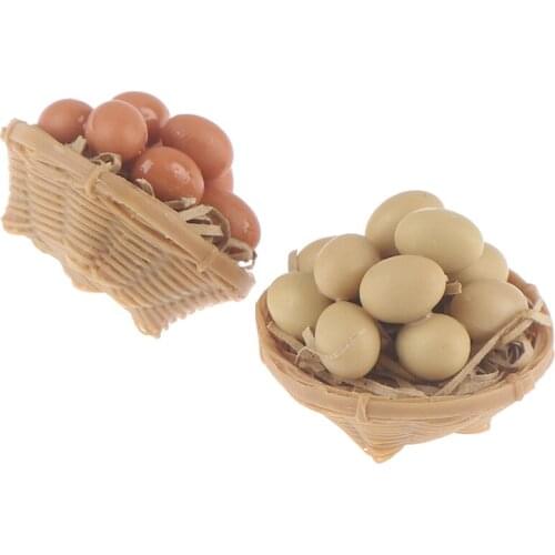 1Set Kitchen Food Mini Egg With Egg Baskets For Doll House Cooking Game Food 1:12 Scale Dollhouse Miniature Accessories