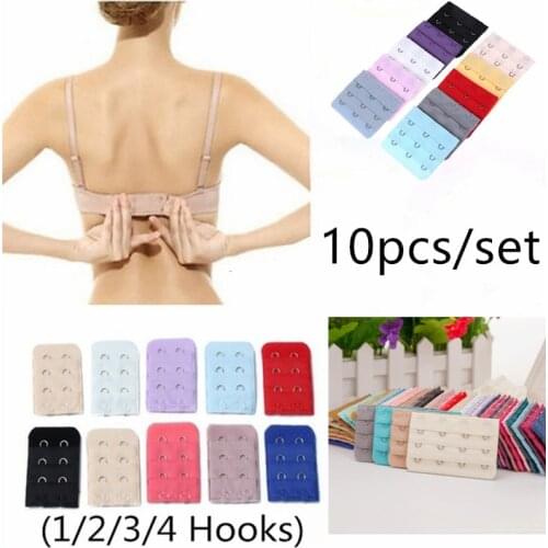 10pcs/set Bra Extension Strap Buckle Extender 1 2 3 4 Hooks Women Underwear Intimates Lengthened Bra Hook Elastic Lingerie Strap